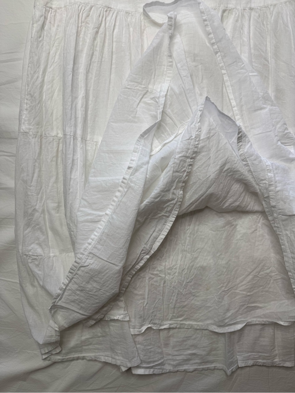New Direction - White Tiered Boho Midi Skirt 100% Cotton - Picture 4 of 10